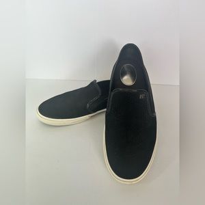 Michael Kors Brett Black Suede Perforated Slip On Cushioned Comfort Sneaker Shoe